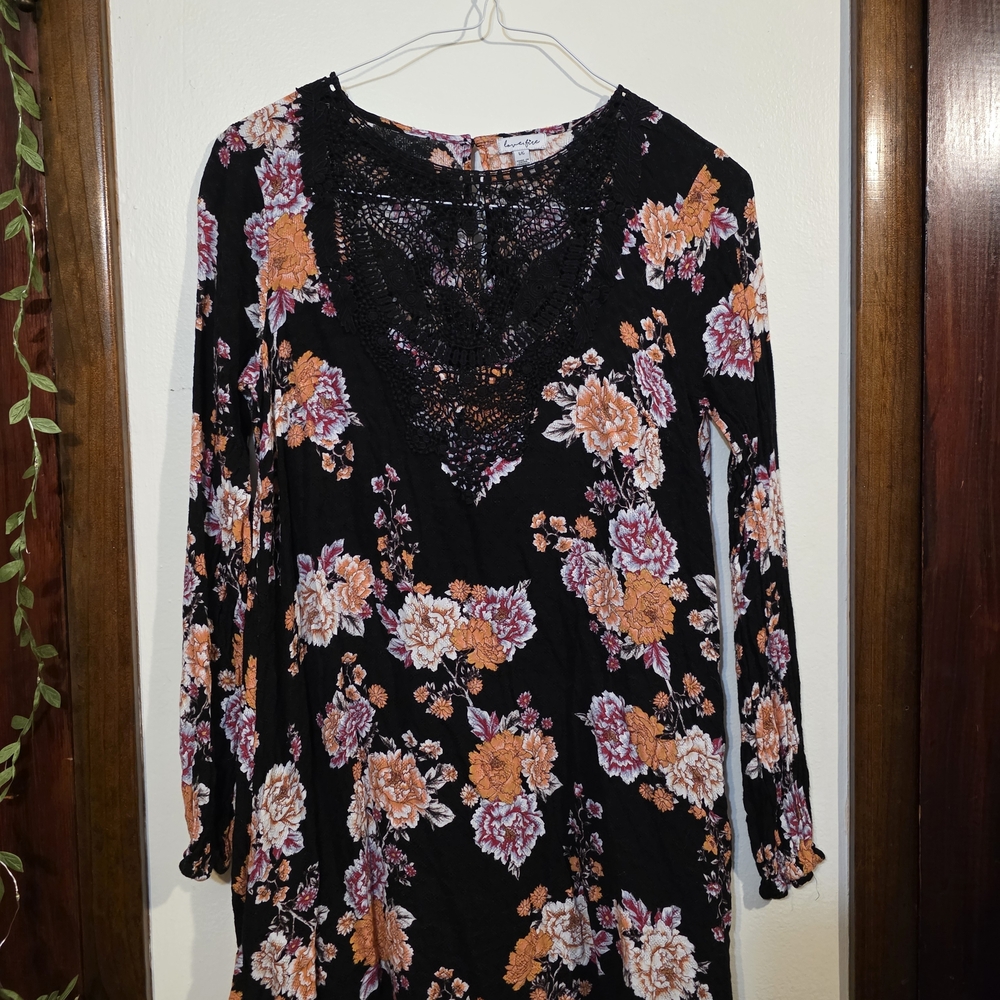Love, Fire Black Floral Dress with Lace